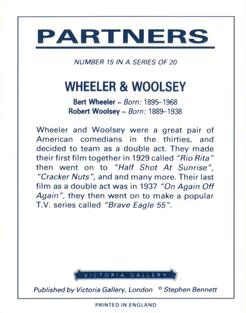 1992 Victoria Gallery Partners #15 Wheeler & Woolsey Back