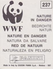 1987 Panini WWF Nature in Danger Stickers #237 Mistle Thrush Back