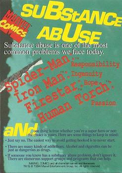 1994 Marvel Social Responsibility #NNO Substance Abuse Back