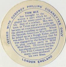 1924 Godfrey Phillips Cinema Stars (Circular) #NNO Tom Mix Back