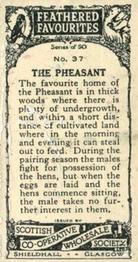 1926 Scottish Co-operative Wholesale Society Feathered Favourites #37 The Pheasant Back