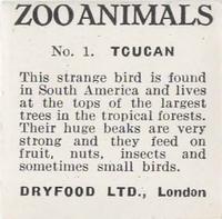 1955 Dryfood Zoo Animals #1 Toucan Back