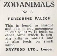1955 Dryfood Zoo Animals #8 Peregrine Falcon Back