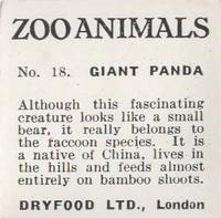 1955 Dryfood Zoo Animals #18 Giant Panda Back