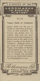 1936 Rothmans Landmarks in Empire History #12 Tippoo Sahib at Cuddalore Back