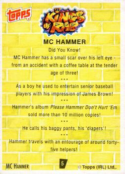 1991 Topps Kings of Rap #5 MC Hammer Back