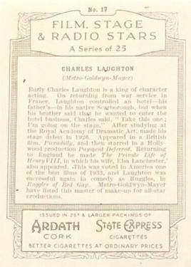 1935 Ardath Film, Stage and Radio Stars (Large) #17 Charles Laughton Back