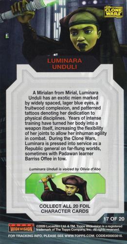 2009 Topps Widevision Star Wars: The Clone Wars - Foil Character #17 Luminara Unduli Back