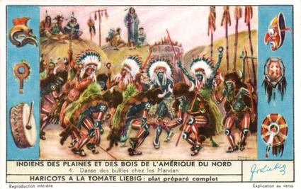 1956 Liebig Indiens des plaines et des bois de L'Amerique du Nord (Indians of the North American Plains) (French Text) (F1642, S1641) #4 Danse des buffles chez les Mandan Front