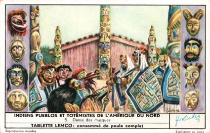 1956 Liebig Indiens Pueblos et totemistes de L'Amerique du Nord (North American Indians) (French Text) (F1643, S1642) #5 Danse des masques Front