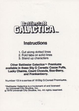 1978 Big G Cereal Premiums Battlestar Galactica #13 Apollo / Adama Back