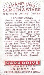 1934 Gallaher Park Drive Champions of Screen & Stage #24 Heather Angel Back