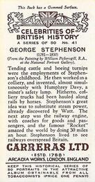 1935 Carreras Celebrities of British History #41 George Stephenson Back