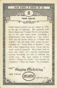 1958 Atlantic Petroleum Picture Pageant Film Stars #8 Frank Sinatra Back