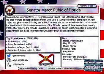 2020 Fascinating Cards United States Congress - Hologram Stickered #17 Marco Rubio Back