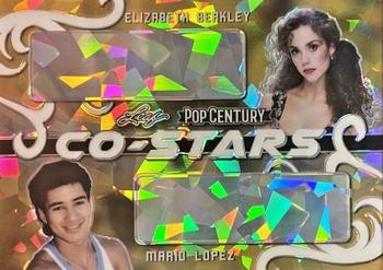 2020 Leaf Metal Pop Century - Co-Stars Dual Autographs Crystals Gold #CS-08 Elizabeth Berkley / Mario Lopez Front