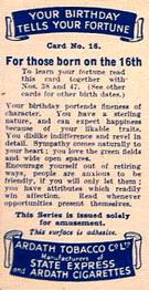 1937 Ardath Your Birthday Tells Your Fortune #16 Roald Amundsen Back
