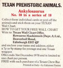 1978 Rowntree Mackintosh Prehistoric Animals Stickers #10 Ankylosaurus Back