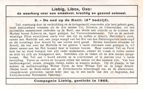 1938 Liebig Willem Tell (William Tell) (Dutch Text) (F1372, S1386) #3 De eed op de Rutil. (2e bedrijf) Back