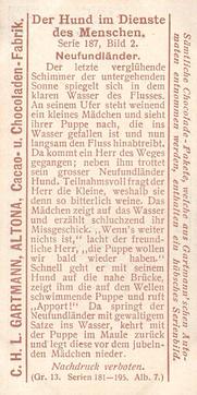 1907 Gartmann Der Hund im Dienste des Menschen (Dogs in the Service of Man) Serie 187 #2 Neufundlander Back