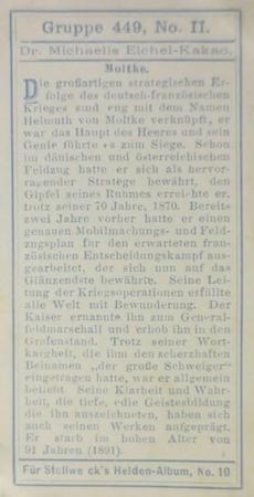 1908 Stollwerck Album 10 Gruppe 449 Helden von 1870/71 (Heroes from 1870/71)  #II Moltke Back