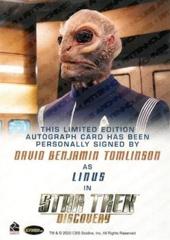 2020 Rittenhouse Star Trek Discovery Season Two - Autographs (Full Bleed Design) #NNO David Benjamin Tomlinson Back
