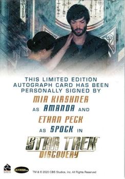2020 Rittenhouse Star Trek Discovery Season Two - Dual Autographs #NNO Ethan Peck / Mia Kirshner Back