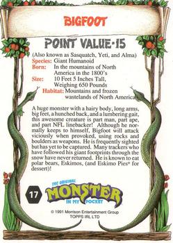 1991 Topps Monster in My Pocket (International Edition) #17 Bigfoot Back