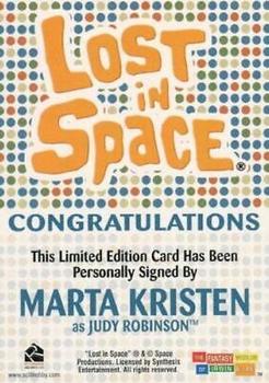 2005 Rittenhouse The Complete Lost in Space - Limited Edition Signatures Starring Cast #NNO Marta Kristen Back