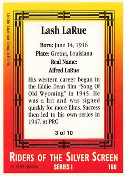 1993 SMKW Riders of the Silver Screen #166 Lash LaRue Back
