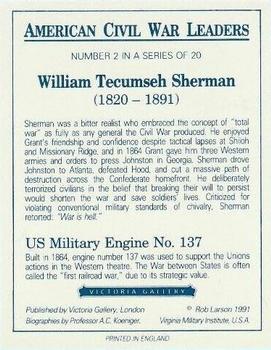 1991 Victoria Gallery American Civil War Leaders #2 William Tecumseh Sherman Back