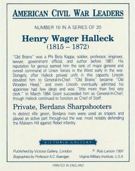 1991 Victoria Gallery American Civil War Leaders #10 Henry Wager Halleck Back