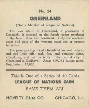 1934 Novelty Gum League of Nations R80 #24 Greenland Back