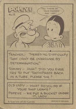 1959 Chix Confectionery Popeye #17 Forgotten anything? Back