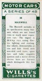 1923 Wills's Motor Cars #30 Maxwell Back