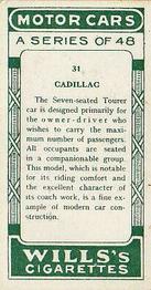 1923 Wills's Motor Cars #31 Cadillac Back