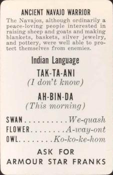 1956 Armour Star Franks Indian Language #NNO Ancient Navajo Warrior Back