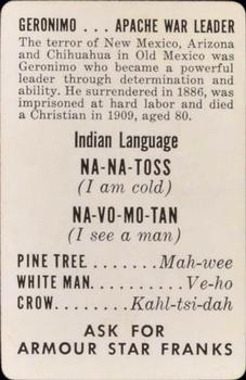 1956 Armour Star Franks Indian Language #NNO Geronimo Back