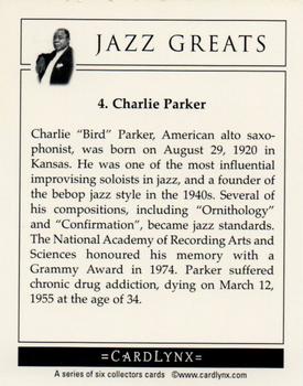 2005 Cardlynx Jazz Greats #4 Charlie Parker Back