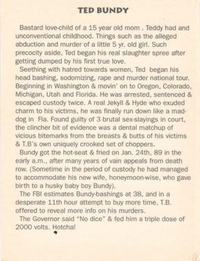 1990 Incredible True-Life Murderers! 1st Series #9 Ted Bundy Back
