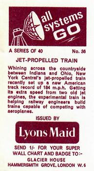 1967 Lyons Maid All Systems Go #36 Jet Propelled Train Back