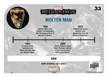 2022 Upper Deck Marvel Beginnings Volume 2, Series 1 #33 Molten Man Back