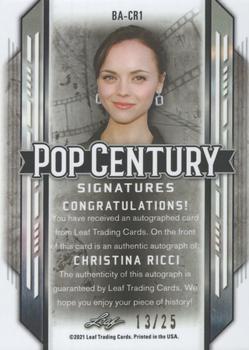 2021 Leaf Metal Pop Century - Crystals Silver #BA-CR1 Christina Ricci Back