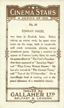1926 Gallaher Cinema Stars #86 Conrad Nagel Back