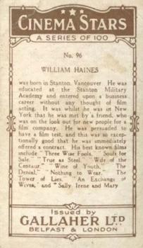 1926 Gallaher Cinema Stars #96 William Haines Back