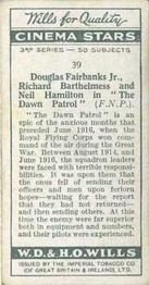 1931 Wills's Cinema Stars 3rd Series #39 Douglas Fairbanks Jr. / Richard Barthelmess / Neil Hamilton Back