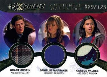 2022 Cryptozoic CZX Crisis on Infinite Earths - Triple Wardrobe #TM04 Grant Gustin / Danielle Panabaker / Carlos Valdes Front