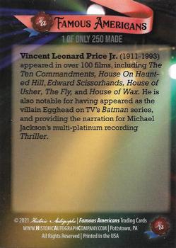 2021 Historic Autographs Famous Americans - Radiant Historic #256 Vincent Price Back