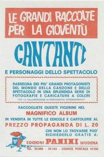 1968 Panini Cantanti #65 Gilbert Becaud Back