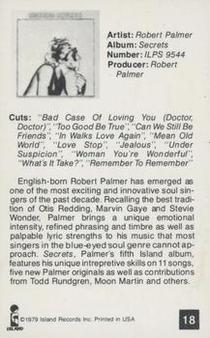 1979 Warner Brothers Records #18 Robert Palmer Back